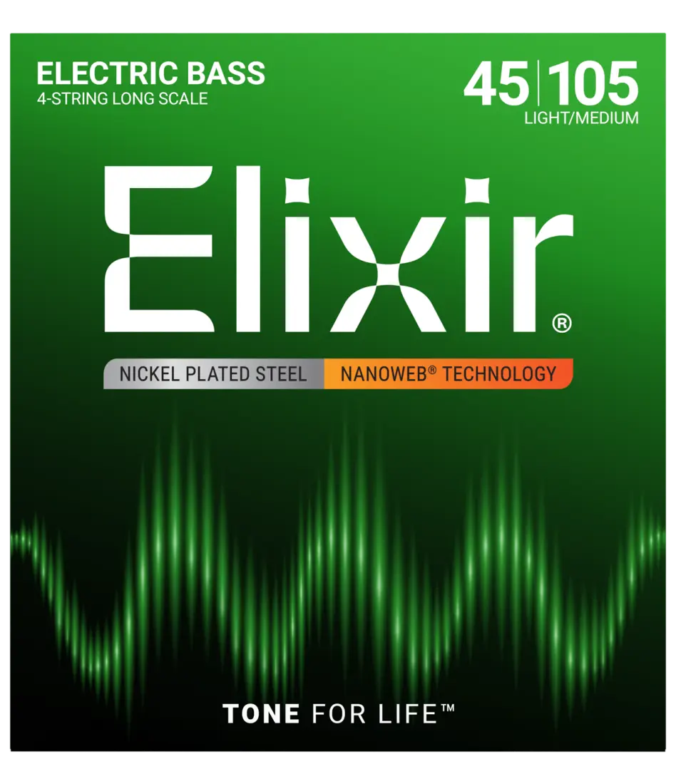 Nickel Plated Steel 4-String Bass Strings w NANOWEB Technology, Long Scale, Light/Medium (.045-.105)