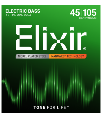 Nickel Plated Steel 4-String Bass Strings w NANOWEB Technology, Long Scale, Light/Medium (.045-.105)