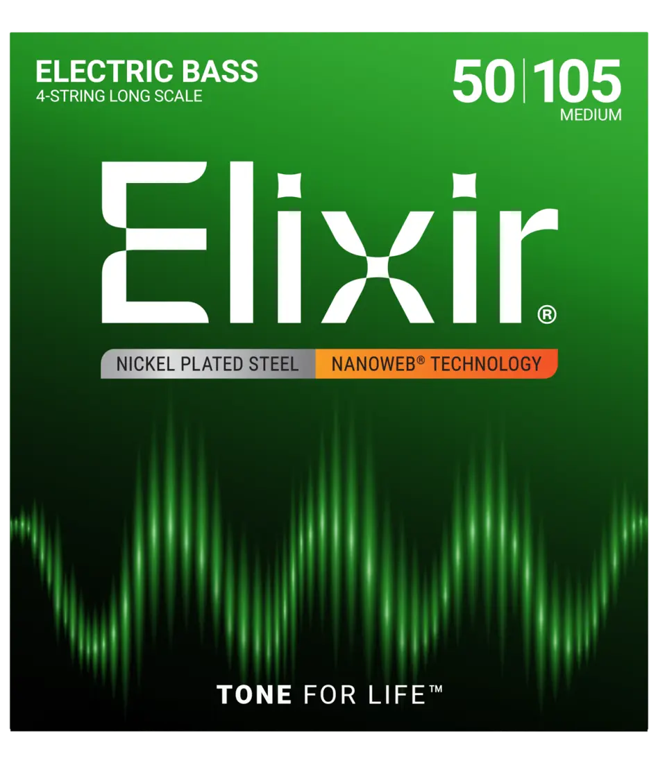 Nickel Plated Steel 4-String Bass Strings w NANOWEB Technology, Long Scale, Medium (.050-.105)