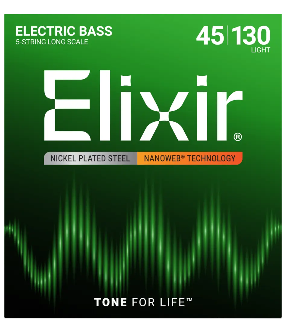 Nickel Plated Steel 5-String Bass Strings w NANOWEB Technology, Long Scale, Light (.045-.130)