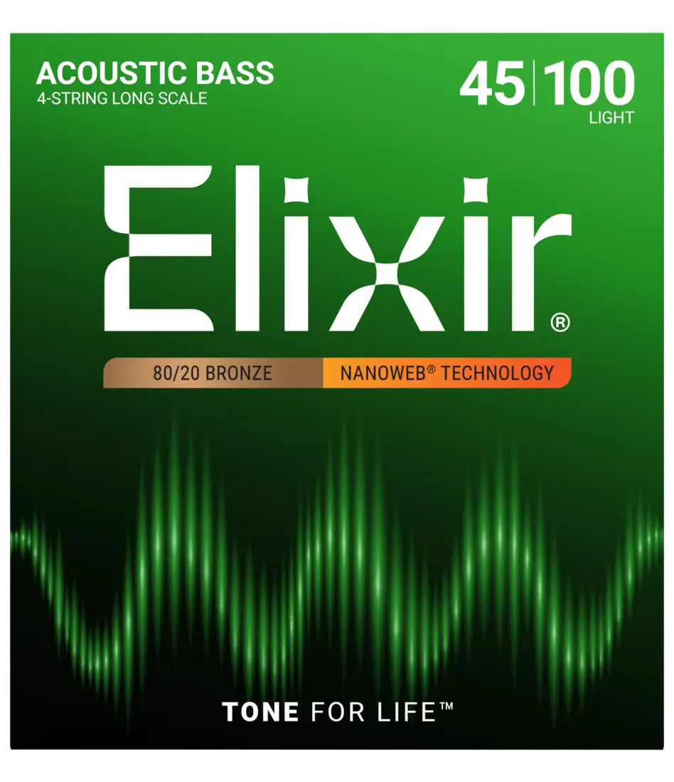 80/20 Bronze Acoustic 4-String Bass Strings w NANOWEB Technology, Long Scale, Light (.045-.100)