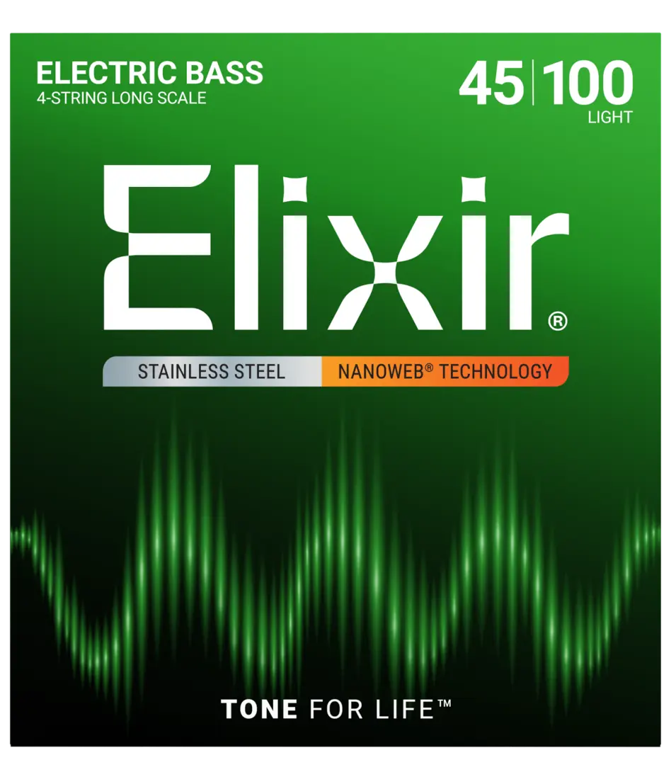 Stainless Steel 4-String Bass Strings w NANOWEB Technology, Long Scale, Light (.045-.100)