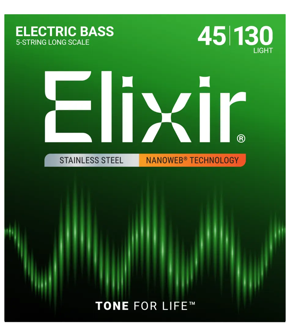 Stainless Steel 5-String Bass Strings w NANOWEB Technology, Long Scale, Light (.045-.130)