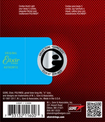 Banjo Strings with POLYWEB Coating, Light
