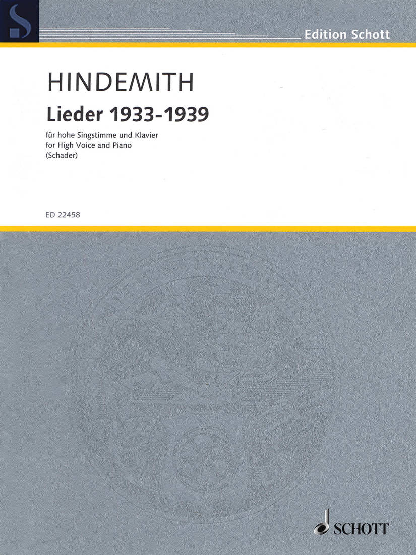 Lieder 1933-1939 - Hindemith - High Voice/Piano - Book