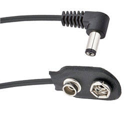 9V Battery Snap Cable and 2.1mm Right Angle Barrel Cable