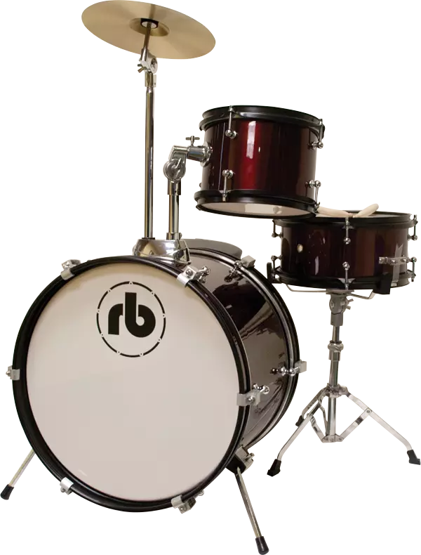 RB 3-Piece Junior Drum Kit with Cymbals, Hardware & Throne - Red