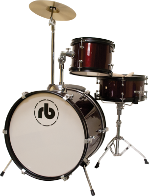 RB 3-Piece Junior Drum Kit with Cymbals, Hardware & Throne - Red