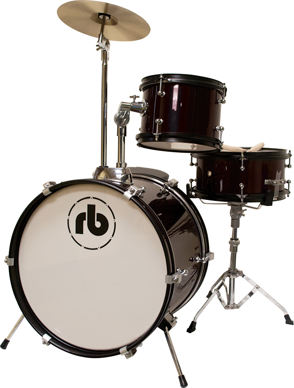 RB 3-Piece Junior Drum Kit with Cymbals, Hardware & Throne - Black