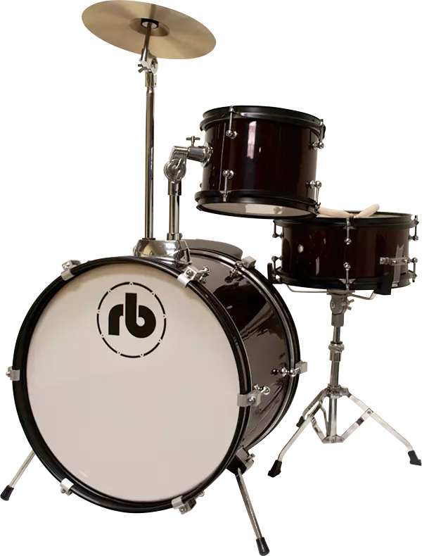 RB 3-Piece Junior Drum Kit with Cymbals, Hardware & Throne - Black