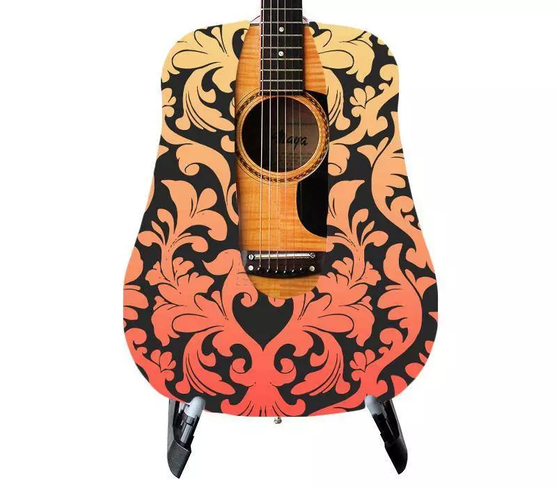 Red Damask Guitar Skin
