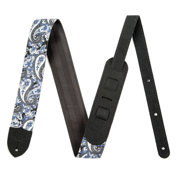 2 Inch Paisley Denim Guitar Strap - Blue