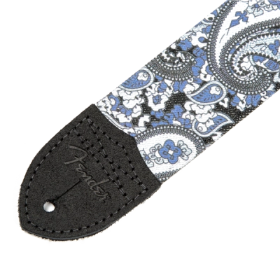 2 Inch Paisley Denim Guitar Strap - Blue