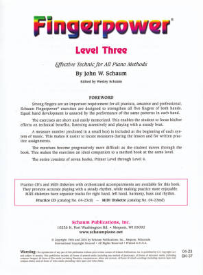 Fingerpower: Level Three - Schaum - Early Intermediate Piano - Book/CD