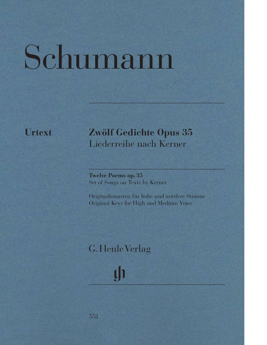 Twelve Poems op. 35, Set of Songs on Texts by Kerner - Schumann - High, Medium Voice/Piano - Book