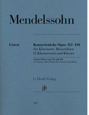 G. Henle Verlag - Pices de concert op. 113 et 114 pour clarinette, cor de basset (2 clarinettes) et piano - Mendelssohn - Livre