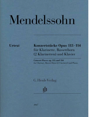 G. Henle Verlag - Concert Pieces op. 113 and 114 for Clarinet, Basset Horn (2 Clarinets) and Piano - Mendelssohn  - Book