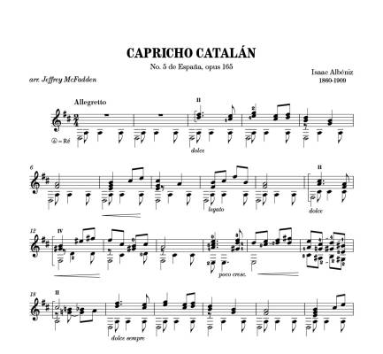 Capricho Catalan - Albeniz/McFadden - Classical Guitar - Sheet Music