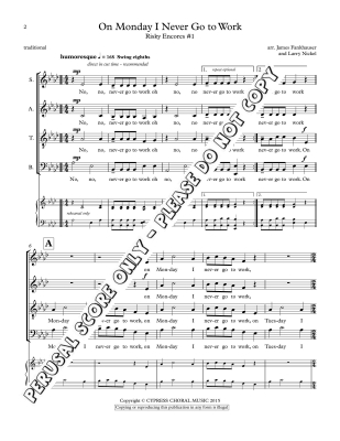 On Monday I Never Go to Work - Risky Encores #1 - Traditional/Fankhauser - SATB