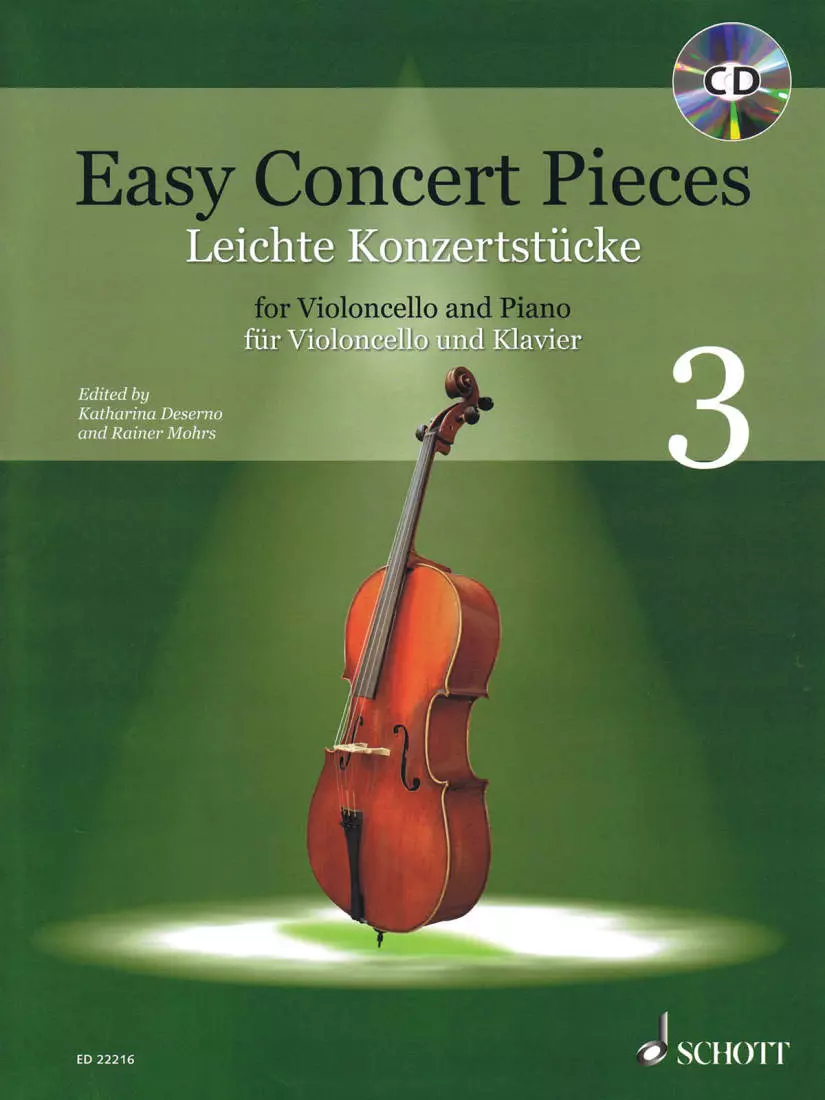 Easy Concert Pieces Volume 3 - Various/Deserno/Mohrs - Cello and Piano - Book/CD