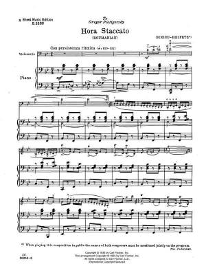 Hora Staccato - Dinicu/Heifetz - Cello/Piano - Sheet Music
