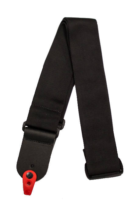 Pad Lock Guitar Strap, 50mm, Black w/Red Rubber Tab