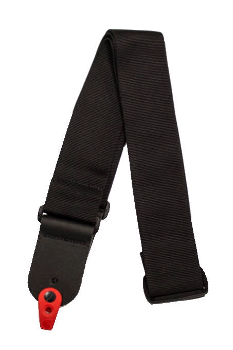 Pad Lock Guitar Strap, 50mm - Black with Red Rubber Tab