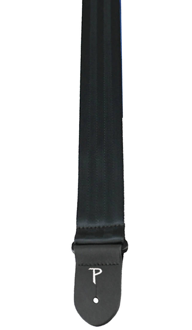 2\'\' Seatbelt Guitar Strap with Leather Ends - Black