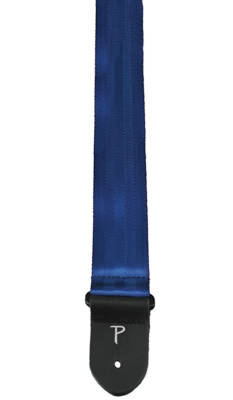 2\'\' Seatbelt Guitar Strap with Leather Ends  - Royal Blue