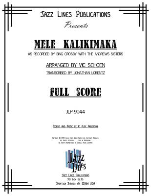 Jazz Lines Publications - Mele Kalikimaka - Schoen/Lorentz - Ensemble de jazz/trio de voix - Niveau moyennement difficile