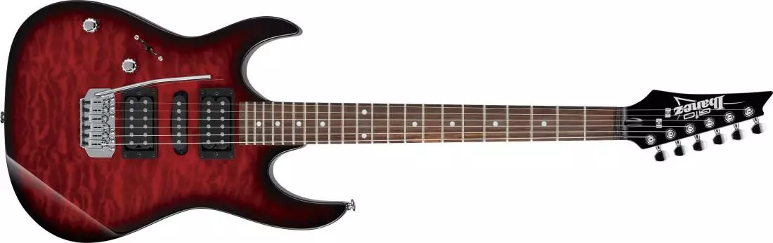 Gio Left Handed Electric Guitar - Transparent Red Burst
