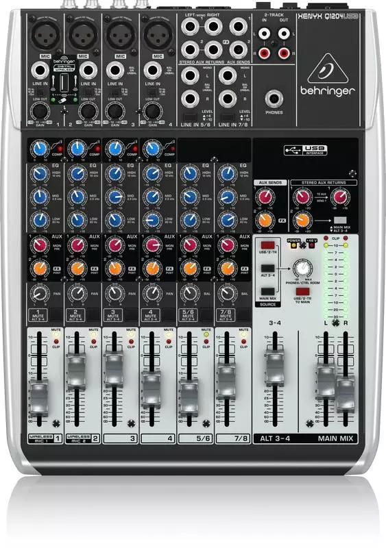 Q1204USB 12-Input, 2/2-Bus Mixer w/ Compressor & USB