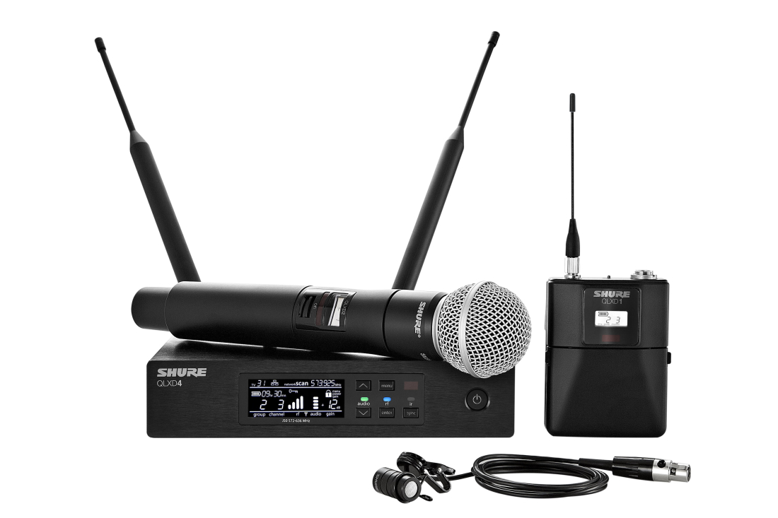 QLXD124/85 Handheld and Lavalier Combo Wireless Mic System (G50 Band)
