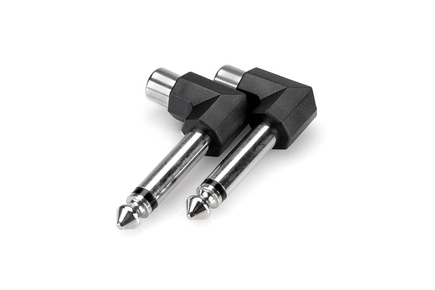 Right Angle Adaptors, RCA to 1/4 inch TS, 2 Pc