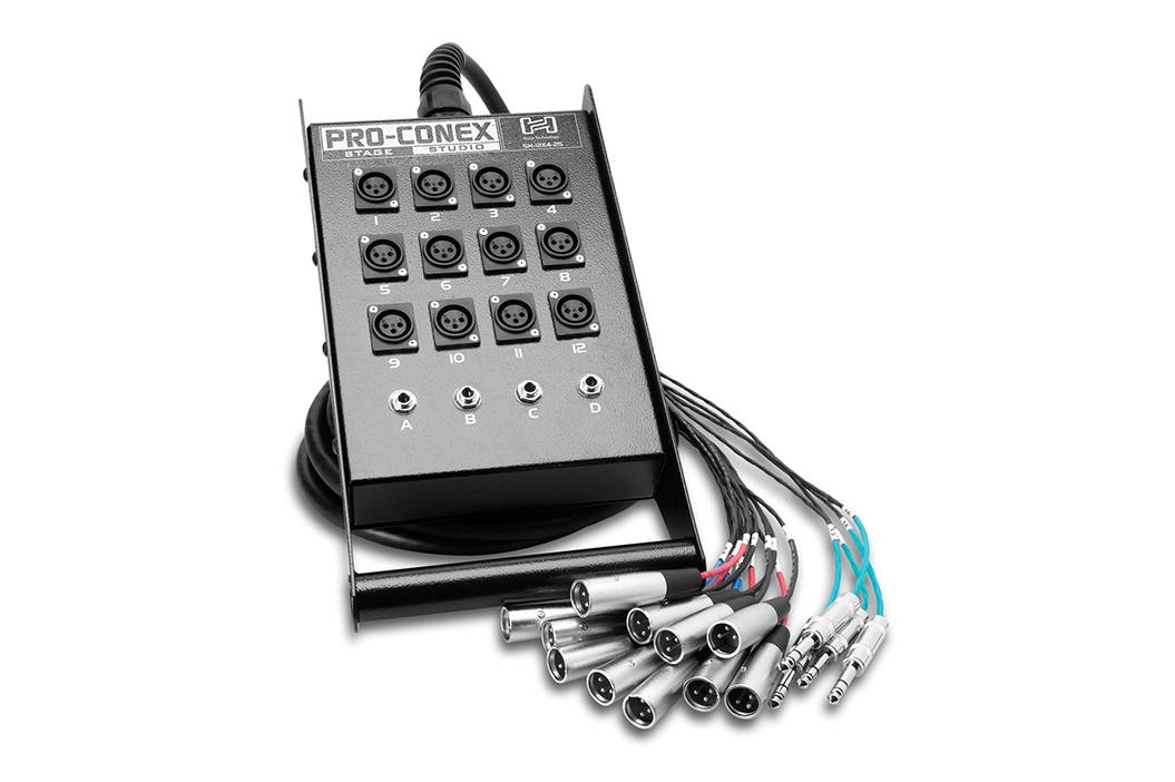 Pro-Conex Stage Box Snake, 12 x XLR Sends and 4 x 1/4 inch TRS Returns, 25 Ft