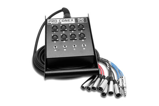 Pro-Conex Stage Box Snake, 8 x XLR Sends and 4 x 1/4 in TRS Returns, 25 Ft.