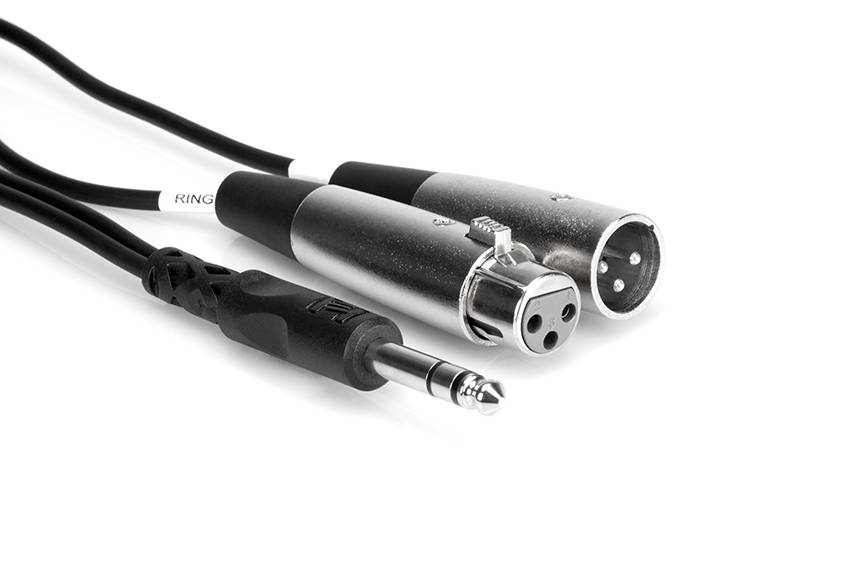 Insert Cable, 1/4 inch TRS to XLR3M and XLR3F, 3 m