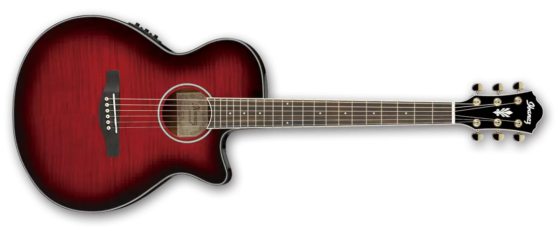 AEG Thinline Acoustic Electric Guitar - Transparent Hibiscus Red