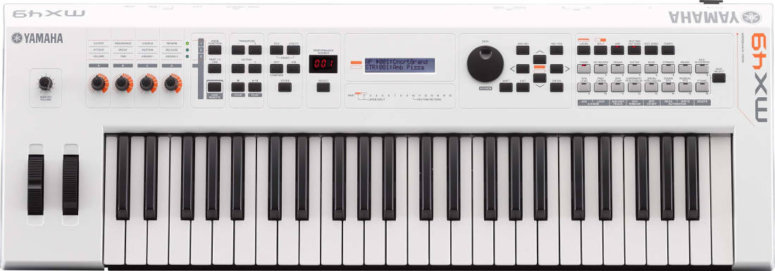 MX BK/BU Series 49-Key Synthesizer (128 Polyphony) - White