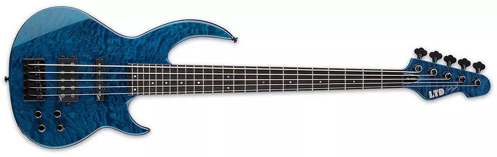LTD 5-String Bunny Brunel Signature Bass Guitar - Black Aqua Finish