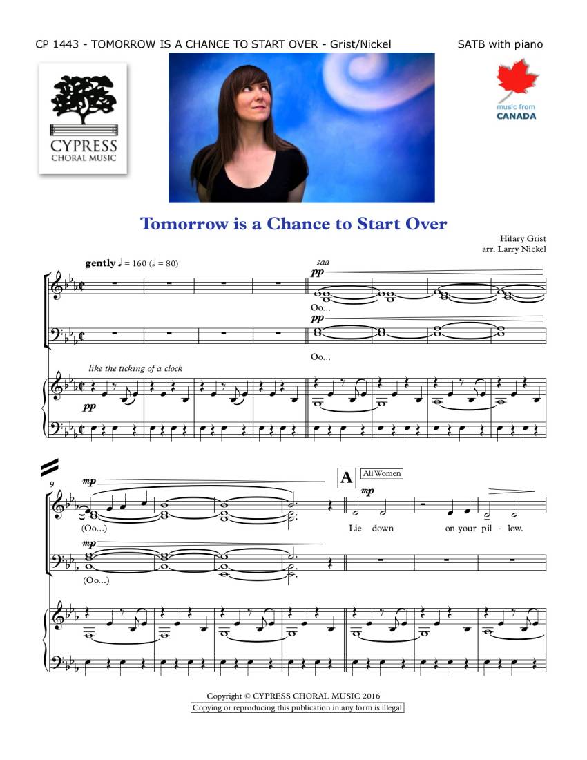 Tomorrow is a Chance to Start Over - Grist/Nickel - SATB