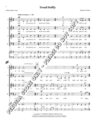 Tread Softly - Yeats/Bolden - SATB