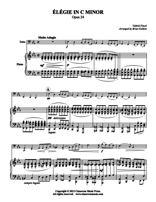 Elegie In C Minor Opus 24 - Faure/Gallion - Tuba/Piano