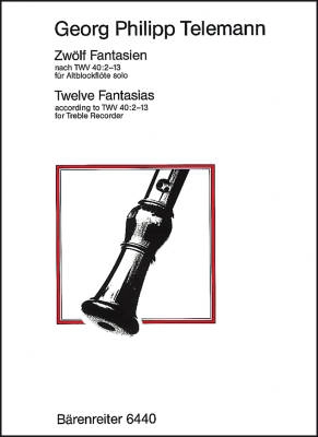 Baerenreiter Verlag - Twelve Fantasias according to TWV 40:2-13 - Telemann/Harras - Alto Recorder - Book