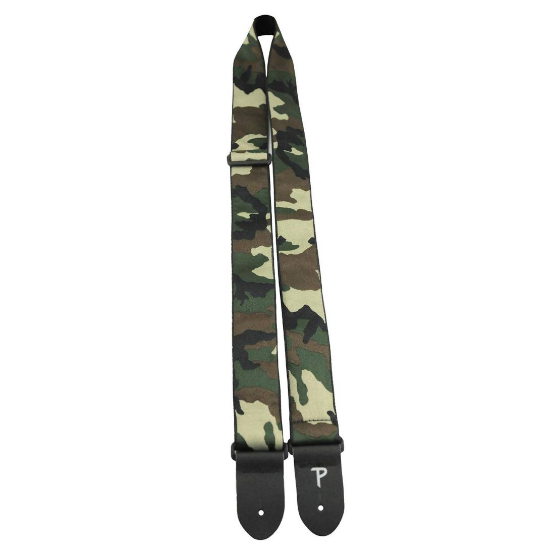 2\'\' Jacquard Guitar Strap with Leather Ends - Camo