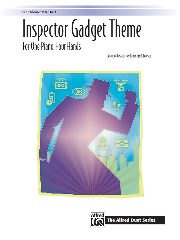 Inspector Gadget Theme For One Piano, Four Hands - Saban/Levy/Heyde/Tedesco - Piano Duet - Sheet Music