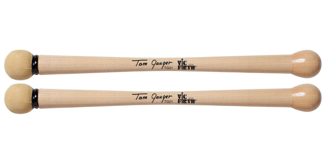 Tom Gauger Bass Drum Mallets - Chamois/Wood