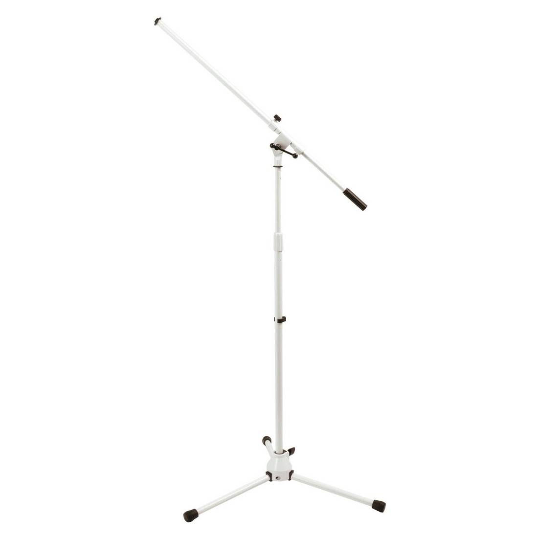 Tripod Base Microphone Stand w/Fixed Boom - White