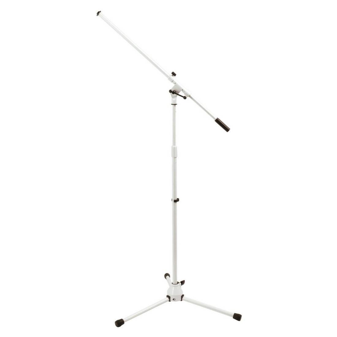 Tripod Base Microphone Stand w/Fixed Boom - White