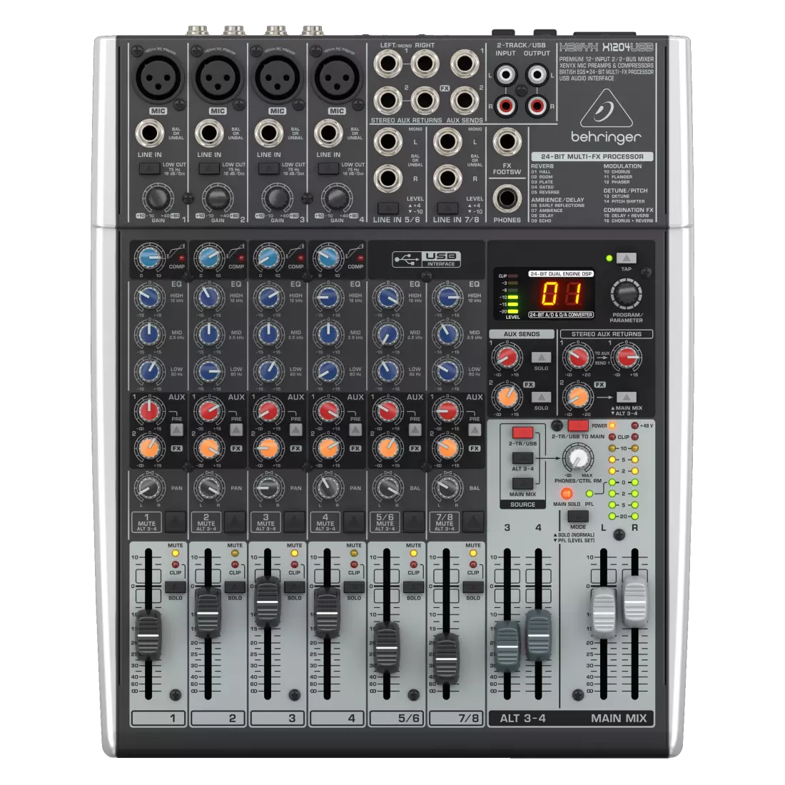 XENYX X1204 USB - 12 Input 2/2 Bus Mixer with EFX and USB
